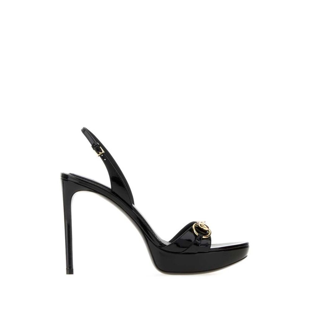 Gucci Women Black Leather Donna Sandals